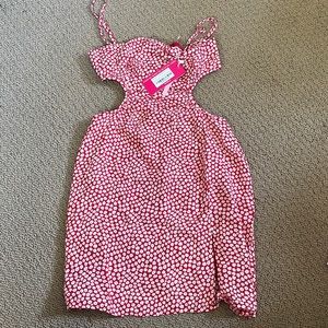 Beginning Boutique Jenna Red Print Cut Out Mini Dress